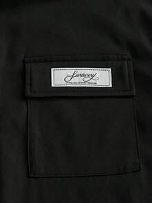 NORVETH Camisa de manga corta con cremallera y bolsillo utilitario de color liso para hombres - Negro - Ver 6