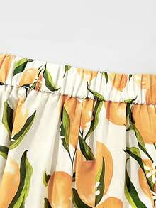 Franclia Plus Size Women's Summer Lemon Print A-Line Casual Vacation Lemon Yellow Long Skirt - Multicolor - View 4