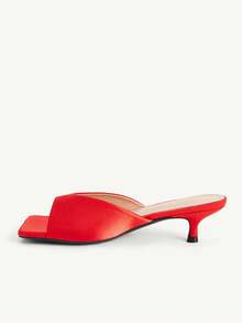 CUCCOO CHICEST Open Toe Heeled Mules Back To School Shoes College Student Shoes Spring Shoes Spring Break Easter For Christmas - Red - View 5