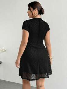 Firerie Plus Size Autumn New Arrival Stand Collar Sleeveless Ruched Flared Hem Elegant Romantic Tea Party Cocktail Date Night Graduation Dress Women Black - Black - View 2