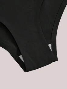 Veilyse 5pcs/Pack Low Waist Stretchy Seamless Underwear Women Breathable Half Coverage Seamless Panties For Everyday Wear,Gym&Sports - Black - View 6