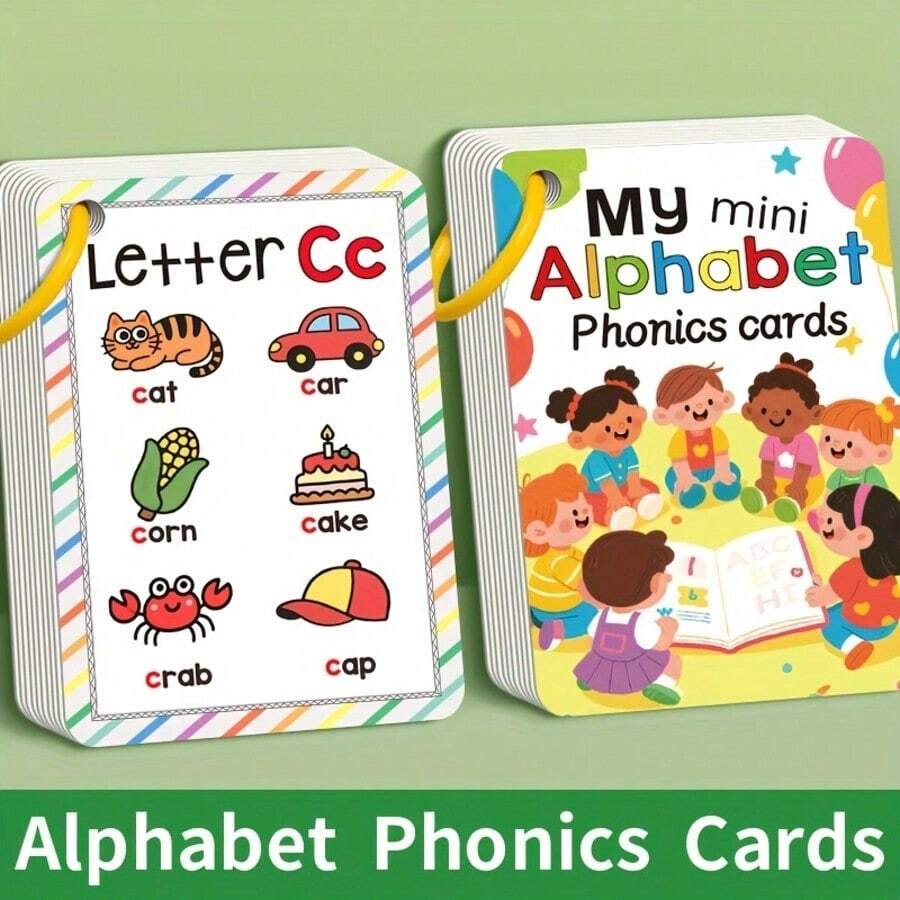 MINKOJA بطاقات فلاش حروف ABC الإنجليزية، 26 بطاقة فلاش أبجدية للأطفال، بطاقات فلاش صوتية، بطاقات جيب صوتية أبجدية إنجليزية 26 - متعدد الألوان - مشاهدة 1