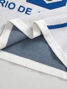 PAVTROS Men's Letter Striped Jacquard Contrast Color Short Sleeve Knit Top - Blue and White - View 4