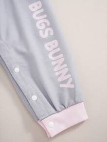LOONEY TUNES X SHEIN رومبير بغطاء رأس مطبوع برسومات كرتونية للبنات الصغيرات - رمادي - مشاهدة 5
