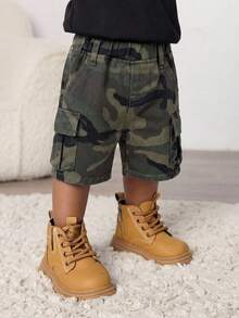 Bubblio Baby Boy Casual Street Camo Loose Denim Shorts, Summer - Multicolor - View 8