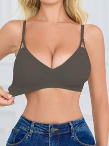 SHEIN 女款無縫內衣，1件 - 巧克力棕 - 查看 8