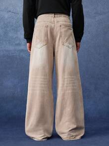 PAVTROS Men's Casual Versatile Everyday Travel Denim Jeans With Pockets And Buttons - Camel - View 2
