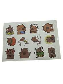 SHEIN 100pcs Cute Capybara Cartoon Stickers, Reusable PVC Stickers, Suitable For Laptop, DIY Accounting, Water Bottles, Luggage, Helmets, Spring Decorations, Asymmetrical Shapes, Applicable To Plastic, Glass, Metal, Ceramic Surfaces (Random Styles) - Multicolor - View 10