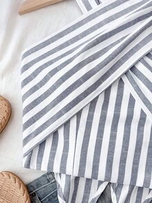 Travachic 女款藍白條紋交叉設計無袖上衣，海灘度假夏季端莊波西米亞風沿海時尚熱帶性感 - 彩色 - 查看 4