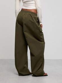 COUREZ Mid Balloon Cargo Trousers In Khaki /Y2K Pants For Women Back To School Green Pants Fall Winter Clothes Casual Going Out Outfits - Army Green - View 7