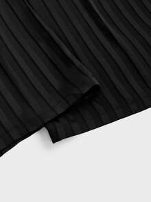 SWAVVY Pantalones de pierna ancha con rayas y pliegues con bolsillos para hombres - Negro - Ver 7