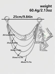 ROMWE Kawaii 1 Ins Creative Silver Note Multi-Layer Hollow Chain Star Pendant Cartoon Flocking Rabbit DIY Keychain Bag Pendant, Girls Wear Holiday Gifts Every Day - Silver - View 3