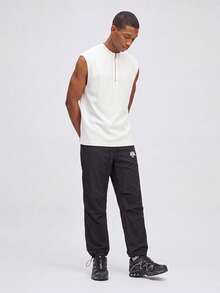 Nelvento Soul Men's Letter Print Drawstring Jogger Pants, Casual Suitable For Daily Wear And Travel, Gym Sports - Black - View 6