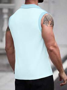Manfinity Homme 男士 1 件寬鬆百搭上衣，適合上班通勤、日常穿著、疊穿與外套，成熟修身，休閒、運動、日常通勤、度假皆適用，送給男友、丈夫的完美禮物，情侶款 - 藍色 - 查看 2