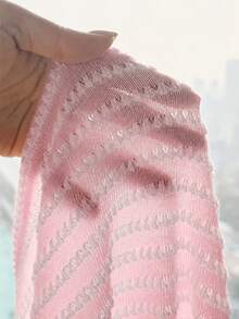 SHEIN Setelan 2 Potong untuk Anak Perempuan Remaja: Kaos dan Celana Panjang Lengan Pendek Kerah Bulat Motif Bintang Laut Bergaris, Kasual Longgar Minimalis Nyaman - Berwarna merah muda - View 7