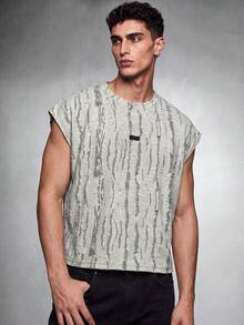 Zorclune 男士休閒無袖背心，淺灰色，夏季，街頭風，城市度假，透氣輕盈，嘻哈，Y2K 寬鬆版型，海灘度假穿搭，假期 - 灰色 - 查看 4