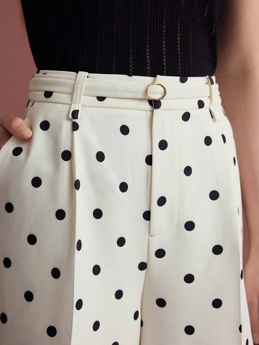 MOTF Petite ELEGANT ROMANTIC POLKA DOT WIDE LEG PANTS, SPRING/SUMMER ,PETITE WOMEN - Apricot - View 2