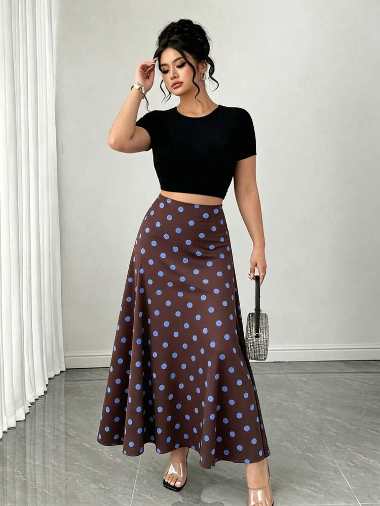 GlowEve CURVE Plus Size Women's Polka Dot Skirt, Elegant Summer , Holiday, Spring , Beach , Party & Wedding Fall - Multicolor - View 1