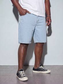 Modcrash Plus Size Men's Loose Pocket Relaxed Fit Wide Leg Denim Shorts Going Out Hang Out Vacation Street College - Light Wash - View 6