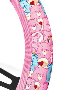 SHEIN X Care Bears 可愛熊圖案方向盤套，15英吋通用防滑彈性汽車方向盤保護套，柔軟透氣粉色彩虹熊圖案汽車內飾配件，適合女性女孩 - 愛心熊 - 查看 4
