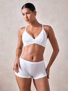 Veilyse Solid Color Patchwork Front-Open Wireless Bra For Women - White - View 7