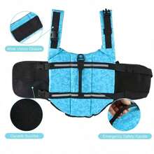 1pc Dog Life Jacket, Adjustable Chest & Neck, Tear-Resistant Pet Life Vest, Suitable For Medium & Small …Dogs, Boating, Swimming, High Buoyancy, Includes Easy-Carry Handle And D-Rin - Multicolor - View 7