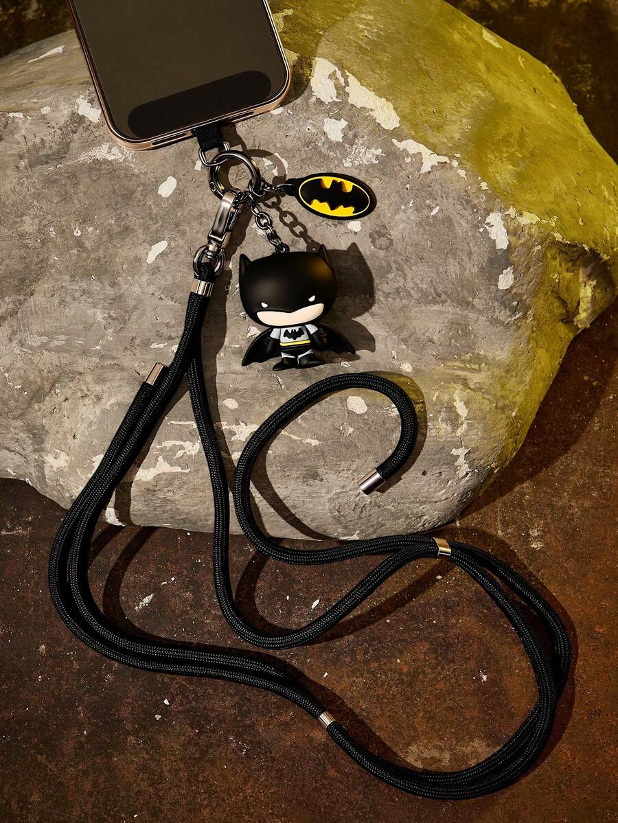 BATMAN X SHEIN 手機掛繩 - 黑色 - 查看 1