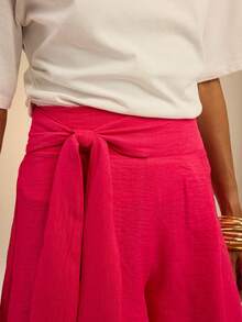 Dancing Leopard Hot Pink Tie Side Shorts, Holiday/Vacation Wear - Hot Pink - View 3