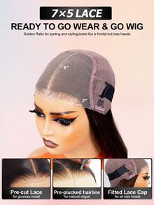 9AM Hair Store Wear Go 无胶假发，水波纹，6*4 透明蕾丝闭合假发，180% 真人发，16-28 英寸，预剪预拔棕色，自然发际线，日常佩戴，丝滑柔顺，适合初学者，女士礼物，万圣节假发，情人节假发，真人发蕾丝假发，自然无胶假发，浪漫约会之选。 - S4 - 查看 8