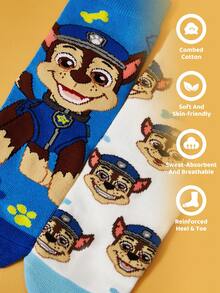 SHEIN | PAW Patrol 2雙兒童棉質軟綿透氣吸濕管襪，可愛卡通圖案，加強腳趾與腳跟，耐穿，男孩適用，適合學校、戶外、夏冬兩季 - 混色 - 查看 2