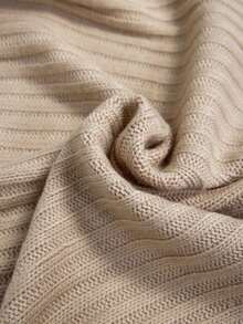 SHEIN WOMEN'S WEAR Rib-Knit Long Sleeve Top Features A Round Neckline Front Button Placket Ruffle Cuffs Everyday Beige Autumn Casual Sexy Going Out - Beige - View 8