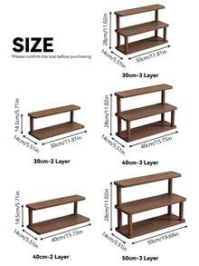1‑Pack Vintage Solid Wood Desktop Storage Rack, Retro Multi‑Layer Cosmetic Organizer, Multipurpose Home Shelf. Suitable For Storing Kitchen Condiments, Water Cups, Mugs And Coffee Cups. - Multicolor - View 11