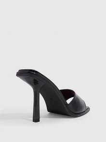 CUCCOO SZL Summer New Belt Wear High-Heeled Women's Slippers - Black - View 3