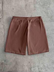 AXEPEAK Men's Plus Size Short Sleeve Shirt And Shorts Set - Brown - View 9