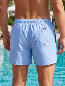 CoralVoy Men's Summer Vacation Printed Drawstring Waist Beach Shorts, Hawaiian, Holiday - Baby Blue - View 2
