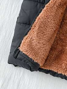 SHEIN Kleine Jungen Winter Langarm Kapuzen Lässig Vielseitig Thermisch Gefüttert Gepolsterter Mantel, Perfekt für Outdoor-Reisen, Bietet Ausreichend Wärmeschutz, Modischer und Praktischer Stil, Gewährleistet Wärme und Stil bei Winterabenteuern - Schwarz - Übersicht 10