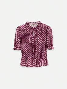 Nöista Bohemian Print Two Pieces Set With Pleated Midi Skirt. Summer, Fall, Resort, Casual Chic Style. - Red Violet - View 8