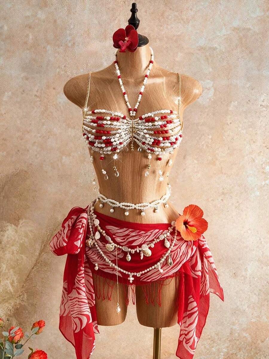 Mistrie 女款夏季細肩帶背心上衣,性感海島海灘度假背心 - 紅色 - 查看 1