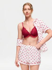 Bonmuse 2pcs Women's Lingerie, Sexy Lace Racerback Casual Comfortable Bras, Wireless Push Up Bras For Small Bust - Multicolor - View 8