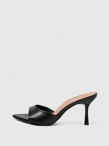 Sleekvia Sandalias de tacón alto para mujer con tacón de aguja puntiagudo, simples, cómodas y elegantes, zapatos para ir al trabajo - Negro - Ver 2
