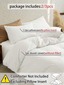 Cirelle Set Sprei Katun 100% dengan Motif Blok Warna Sederhana (2/3 Pcs), Termasuk 1 Sprei & 2 Sarung Bantal, Tanpa Isian, Set Perlengkapan Tidur Minimalis Warna Polos - Putih - View 6