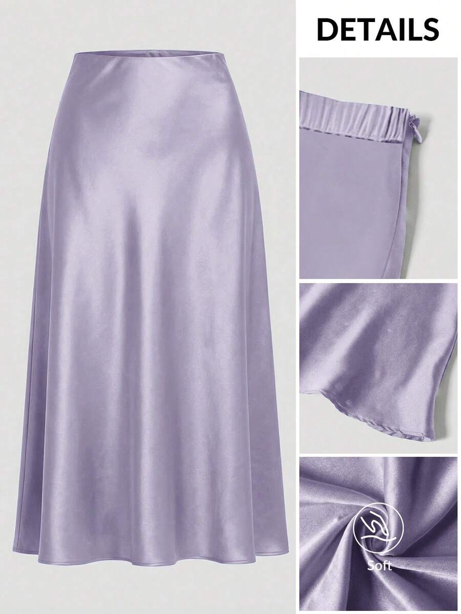 Firerie Plus Size Women Solid Color Elegant Office Skirt
