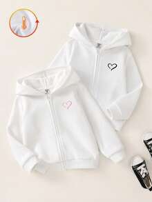 Maija Kids Maija Kids 女童純色連帽寬鬆休閒衛衣，度假風休閒學院風，適合秋冬，女童冬季服飾，日常上學穿搭，母女姐妹款，保暖柔軟舒適 - 白色 - 查看 1