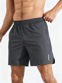 Coreblaze Men's Casual Sports Shorts With Zipper Pockets, Gym - Dark Grey - View 3