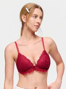 Bonmuse 2pcs Women's Lingerie, Sexy Lace Racerback Casual Comfortable Bras, Wireless Push Up Bras For Small Bust - Multicolor - View 6