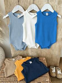SHEIN Vintaside Kids 男嬰夏季多色無袖連身褲 - 彩色 - 查看 4