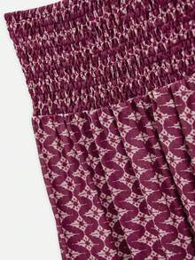 Nöista Bohemian Print Two Pieces Set With Pleated Midi Skirt. Summer, Fall, Resort, Casual Chic Style. - Red Violet - View 13