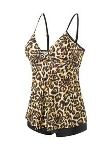 Swim Lushoire Tankini de mujer con estampado de leopardo, estampado aleatorio - Multicolor - Ver 3