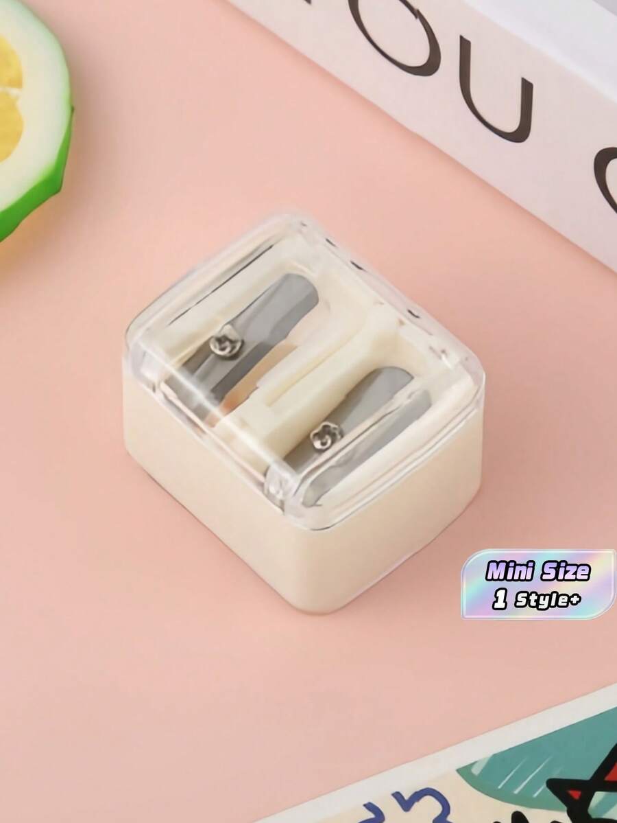 1 White Double Hole Eyeliner Eyebrow Pencil Sharpener Multifunctional Mini Portable Dual Size Design Makeup Tool Precise Sharpening Compact Easy Carry Beauty Accessory For Home Travel - White - View 1