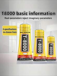 1 件 15ml/50ml/110ml T8000 胶水，工艺粘合剂，用于手机屏幕修复玻璃木工艺品金属和宝石、钻石画亚克力尖钻 DIY、珠宝钻专用胶水圣诞节节日礼物 - 黃色 - 查看 5